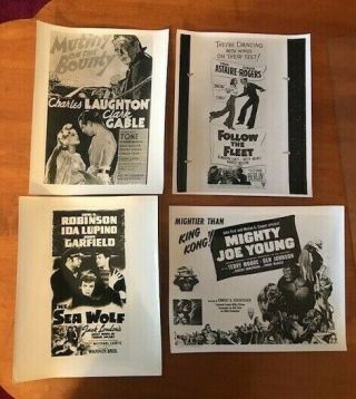 4 Vintage Black & White Movie Poster Art Stills 1930 