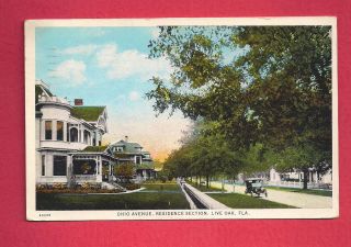 Live Oak Florida Ohio Ave Residence Section Old Car In Street Vintage Postcard