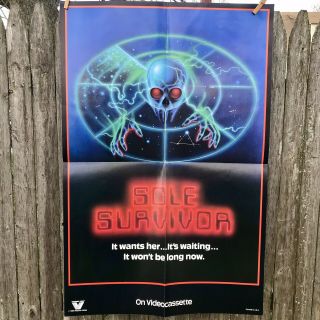 Vintage 1980s Horror Science Fiction Movie Poster Sole Survivor Alien Vhs 1985