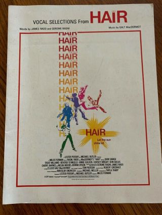 Hair: The Broadway Musical Vocal Songbook Sheet Music With Photos.  Vintage