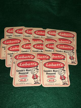 20.  Vintage Labatt’s Canadian Beer Ale.  Coasters.  Cartoon 1960’s Shape