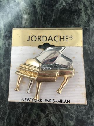 Vintage Jordache Gold & Silver Tone Piano Brooch Pin (c)