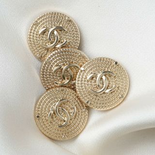 4 Pc Chanel Button Gold 25 Mm Vintage Style Unstamped 4 Buttons Auth