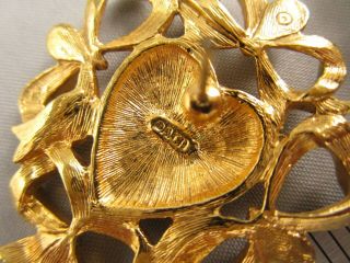 Vintage AVON Gold Tone Red Enamel Hearts Rhinestones Post Earrings 21M 3