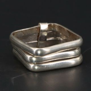 Vtg Sterling Silver - Mexico Modern Layered Solid Square Band Ring Size 9.  5 - 8g