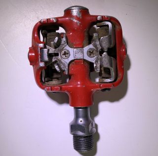 Vintage Ritchey 1 Mtb Mountain Bike Pedal Red Clipless 9/16” Spindle Cm Axles.  R