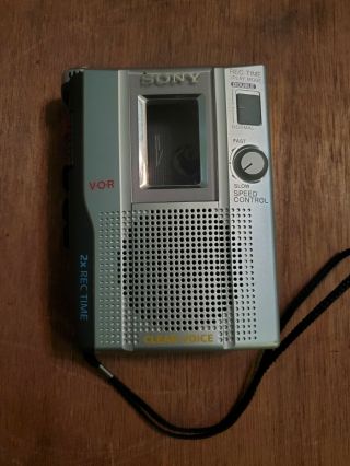 Sony Tcm - 200dv Handheld Silver Vintage Cassette Voice Recorder Vgc {008