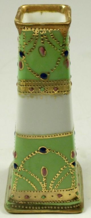 Vintage Noritake Porcelain Hand Painted Hatpin Holder With Jeweled Decoration