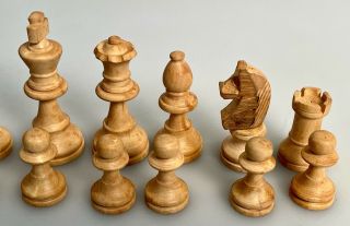 Vintage Hand Carved Wood Chess Set in Slide Box 2