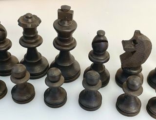 Vintage Hand Carved Wood Chess Set in Slide Box 3