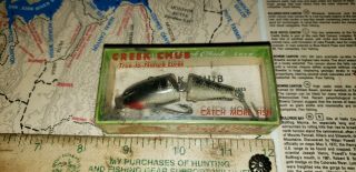 Vintage Creek Chub Spinning Jointed Pikie 9433 Black Scale In Correct Box