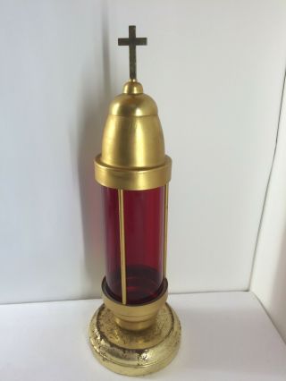 Vintage Arthur Allen Red Memorial Light Candle Holder Remembrance