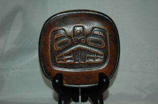 Vintage Haida Beaver Aboriginal Art Handmade BC Clay Dish Signed RM 2