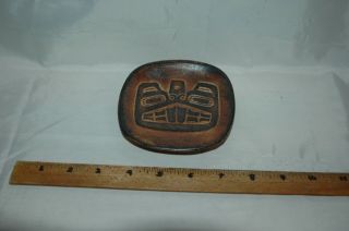 Vintage Haida Beaver Aboriginal Art Handmade BC Clay Dish Signed RM 3