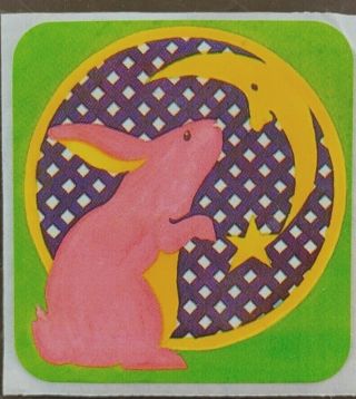 Vintage 1983 Illuminations Animal Parade Sticker Bunny And Moon