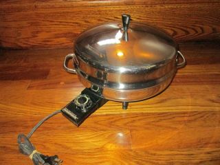 Vtg Farberware 344a Stainless Steel Electric Skillet Fry Pan 12 " W/steamer Usa