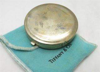 Vintage Tiffany & Co.  Sterling Silver Round Compact With Felt Bag