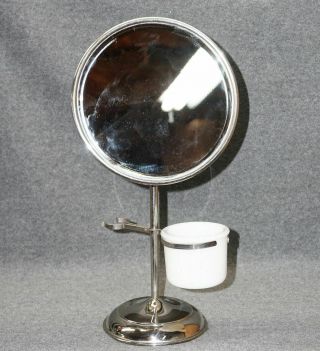 Mans Vintage Table Top Shaving Mirror With Shaving Cup