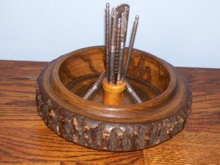Vintage Wood Nut Cracker Bowl Set Hmq.  Look