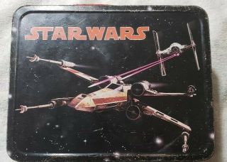 1977 - " Star Wars " Vintage Metal Lunch Box With Thermos,