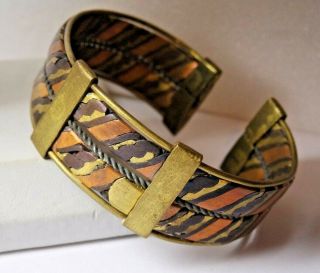 Vintage Solid Copper Brass Metal Cuff - Bracelet Boho Hippie 1  Wide