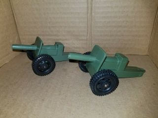 Vintage 2 Tim - Mee Plastic Army Howitzers Cannon Aurora,  Illinois 1960s
