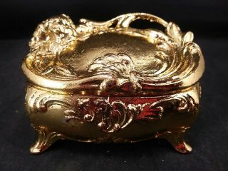 22k Re - Gilded Antique Victorian Art Nouveau Metal Casket Trinket Jewelry Box