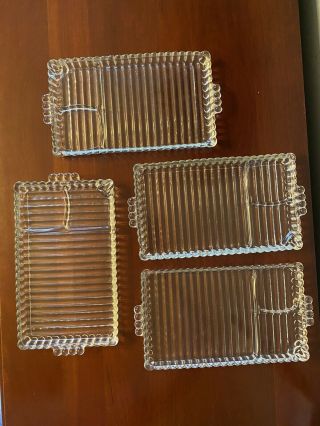 Vintage Hazel Atlas Orchard Crystal Clear Glass Luncheon/snack & Smoke Tray (4)