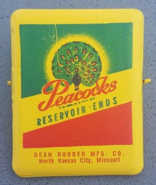 Peacocks Reservoir Ends Condom Prophylactic Spring Clip Dean Rubber Co.  Vintage