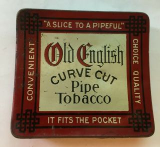 Vintage Old English Curve Cut Pipe Tobacco Tin -
