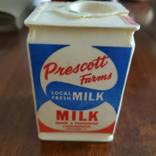 Vintage " Prescott Farms Local Fresh Milk " Half Pint Dairy Carton Arizona