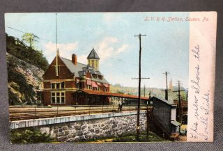 Lehigh Valley Railroad Station Lvrr Easton Pa Antique Vintage Postcard Pc Udb