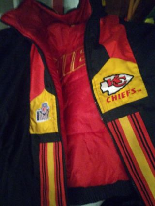 Vtg 1990s Pro Player Kansas City Chiefs Reversable Jacket Coat Xl Winter