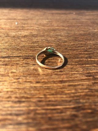 Vintage 10k Yellow Gold Ring W Green Stone And Small Diamonds Sz 5 3