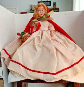 Vintage Story Book Nancyann Riding Hood Doll Complete Cape Basket