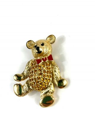 Vintage Gold - Tone Teddy Bear Brooch Pin