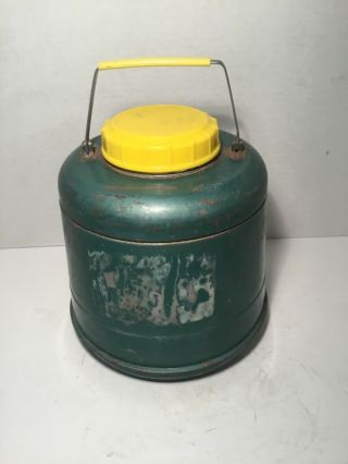 Vintage Thermos Picnic Jug 1 Gallon Green,  Yellow Lid,  Hot/cold
