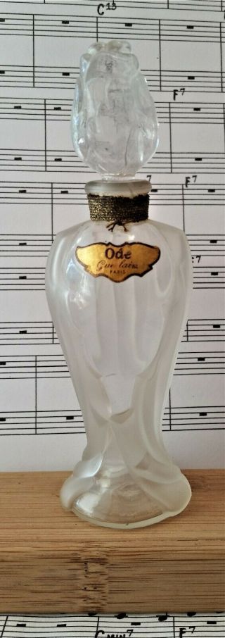 Vintage Ode By Guerlain.  Collectible Perfume Bottle 5 " Tall.  Empty Rosebud