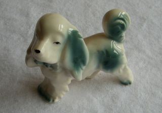 Vintage " Japan " Porcelain White Blue Cocker Spaniel Dog Figurine " Made In Japan "