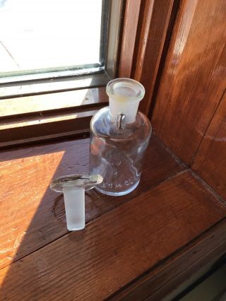 True Vintage Clear Glass Apothecary Medicine Bottle W/ Stopper Tcw Co.  7 Usa 4”