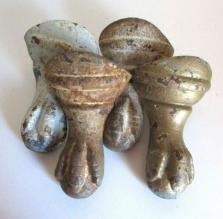 Set Of 4 Cast Iron Bath Feet - Ball And Claw - Essex - Vintage Antique