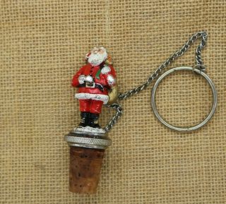 Vintage Wtu Pewter Santa Claus Christmas 1991 Wine Bottle Cork Stopper Barware