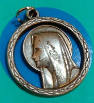 Sterling Silver Vintage Bracelet Charm F7 Mary Catholic