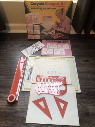 Vintage 1983 Crayola Designer Kit For Interiors Drafting Board Architect