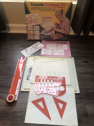 Vintage 1983 Crayola Designer Kit For Interiors Drafting Board Architect 2