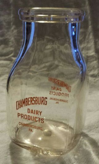 Vintage Chambersburg Dairy Products Half Pint Milk Bottle Chambersburg Pa