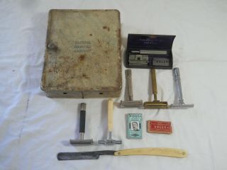 Antique Vintage Shaving Items Safetee Cabinet Straight Razor Gem Gillette More