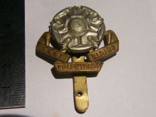 Vintage West Riding Rifle Volunteers Cap Badge Bi Metal