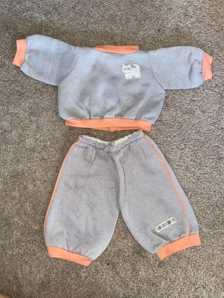 Vintage Cabbage Patch Kids Cpk Outfit Sweat Suit Grey Orange Kitty