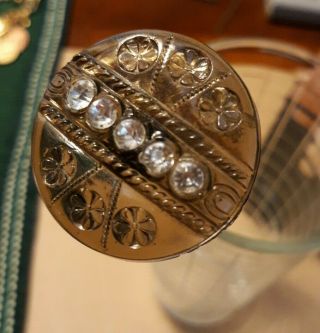 Antique Victorian Hatpin Large Czech Art Glass Rhinestone Vintage Pin